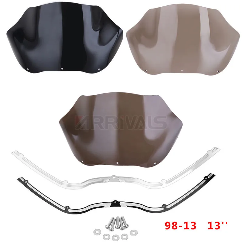 

Motorcycle 13" Windshield Windscreen For Harley Electra Street Glide FLHX Touring CVO 1998-2013