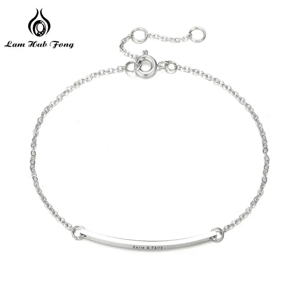 Personalized Thin Bracelets Simple Stainless Steel Name Bracelets for Women Adjustable Length Friendship Jewelry (Lam Hub Fong)