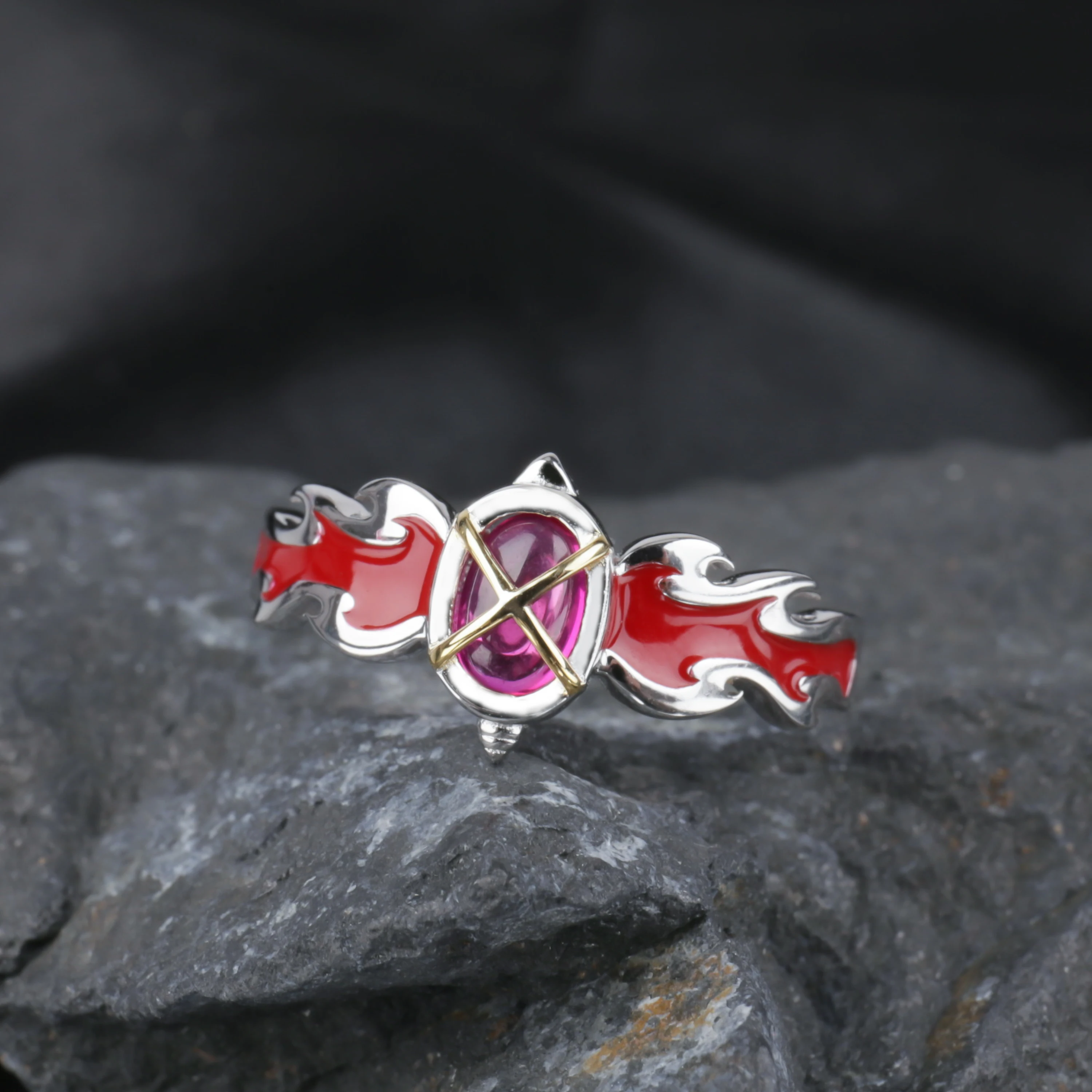 TWINKANIME S925 Sterling Silver Shana Anime of the Blazing Eyes Ring Adjustable About 7-9# For Men Women Holiday&Birthday Gifts