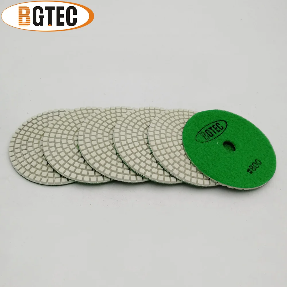 BGTEC 4 дюйма 6 шт #800 влажные Алмазные Гибкие Полировальные колодки для гранита, мрамора, керамического шлифовального диска