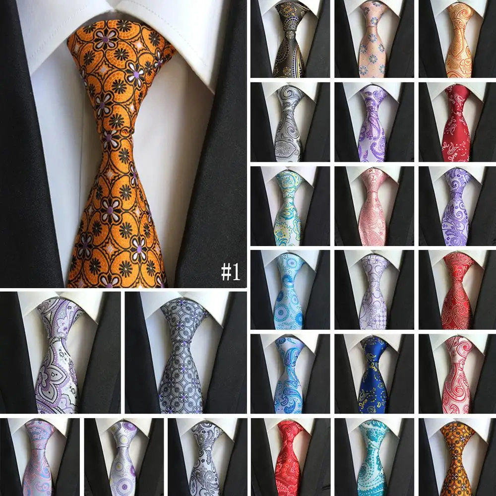 

Fashion Neckties Classic Paisley Floral Silk 8CM Ties For Men Polyester Green Blue Red Black Wedding Men's Neckties