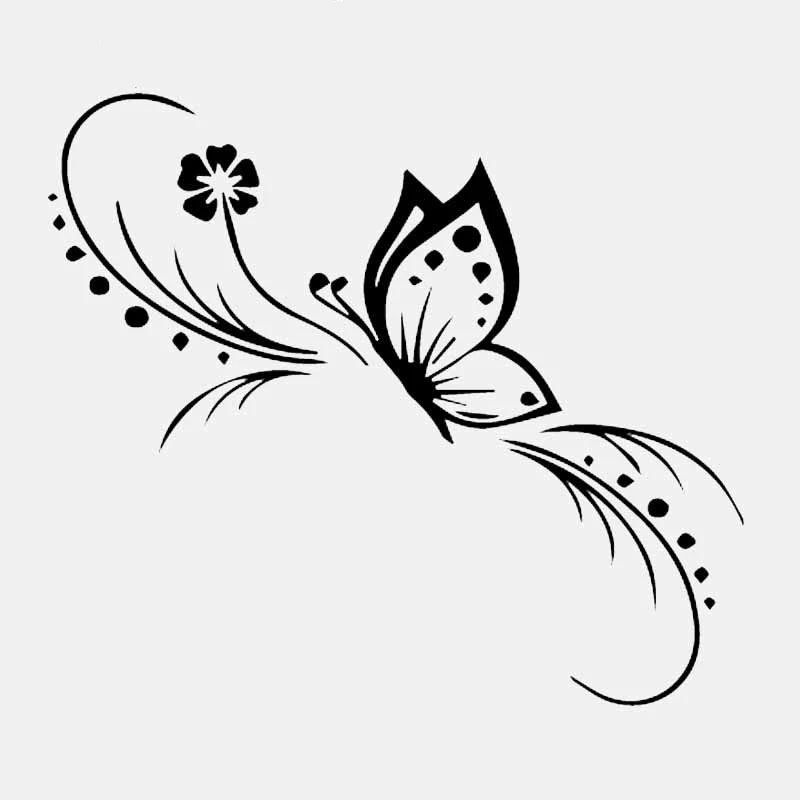 Butterfly Flower Car Sticker Decoration Floral Art Vinyl Decal Waterproof Sunscreen Decals Auto Accessories for BMW,13cm*11cm