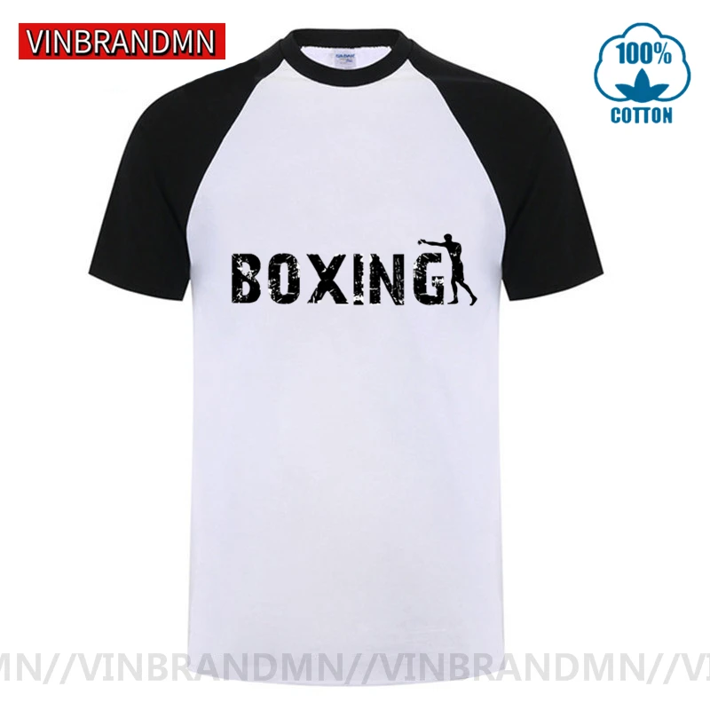 Vinbrandmn Distressed Vintage Classic College-style Boxing T shirt men Retro Summer Boxer T-shirt Cool Muay Thai Fighter Tee Top