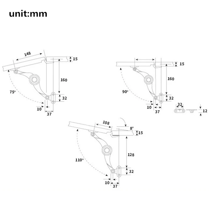 100pcs Hydraulic Randomly Stop Hinges Kitchen Cabinet Door Adjustable Polish Hinge Furniture Lift Up Flap Stay Support Hardware