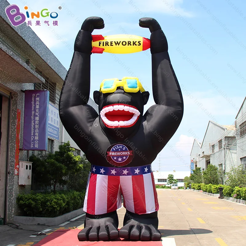 3-7.6m Inflated gorilla for event decoration / inflated chimpanzee / monkey balloons / inflatable black orangutan for sale- toys