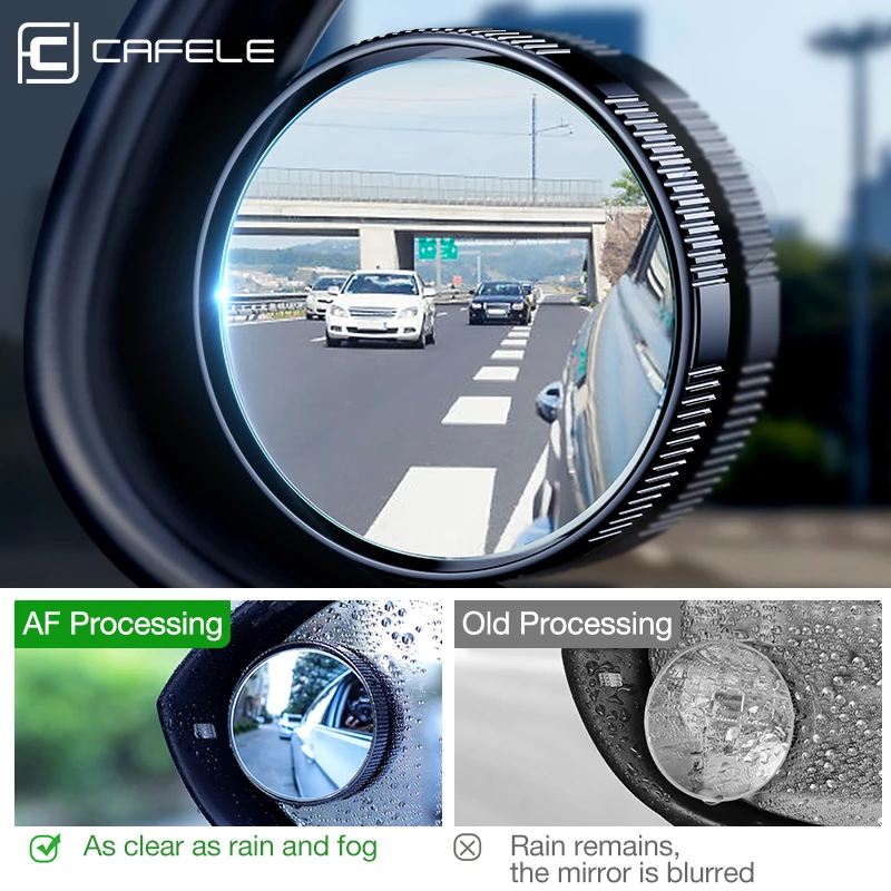 CAFELE 2PC Car Mirror Blind Spot Mirror HD 360 Degree Wide Angle crew Suction Cup Adjustable Auto Rearview Mirror Car Assessory