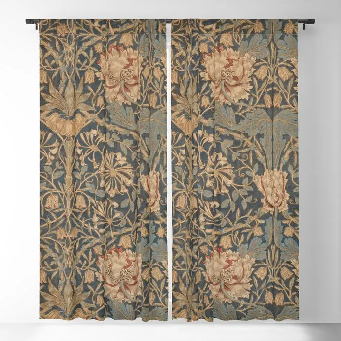 Honeysuckle By William Morris Vintage Pattern Blackout Curtains 3D Printing Curtains Bedroom Living Room Decorative Curtains