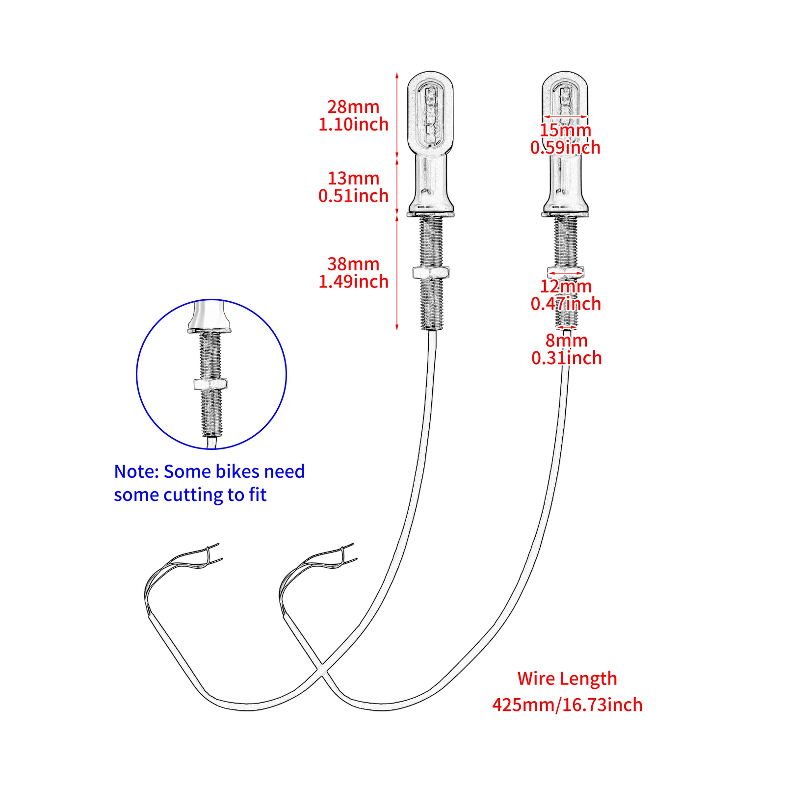 2xMotorcycle Mini LED E Mark Rear Turn Signal Light Universal Run Indicator Lamp For Harley Touring Dyna Sportster XL Cafe Racer