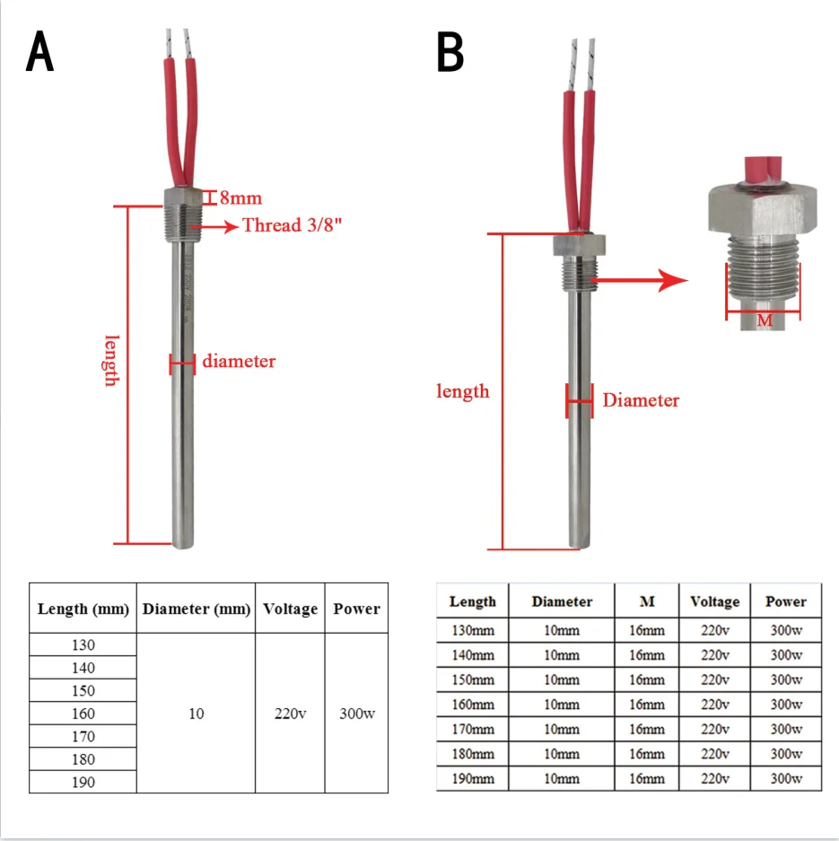 220v 30W  pellet igniter 300w glow plug igniter 155 - 180 mm wood pellet stove parts sus310