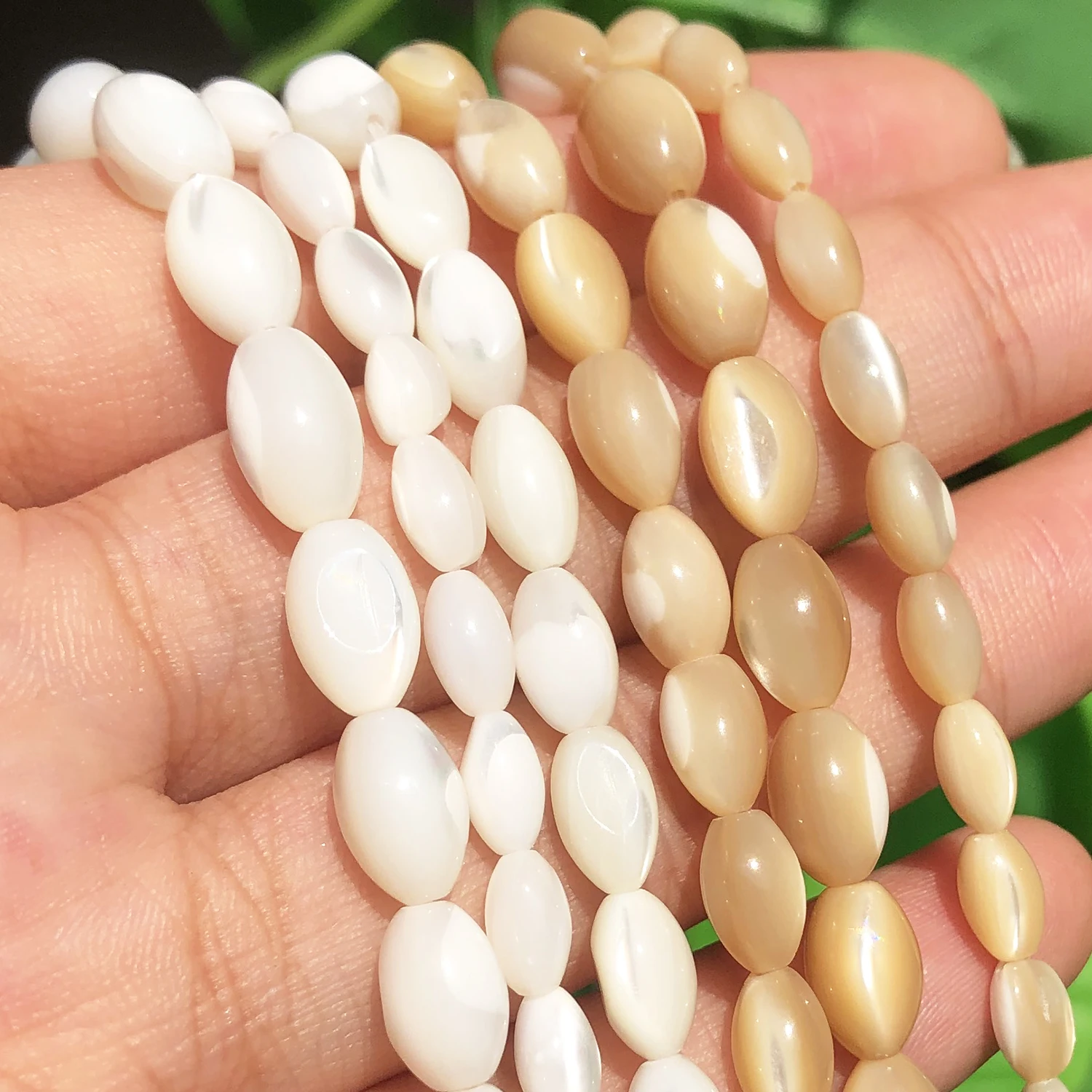 Natural Mother Of Pearl Mop Shell Beads Rice Shape Loose Spacer Beads for Jewelry Making DIY Bracelet Ear Studs Accessories