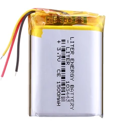 3 line 3.7V lithium polymer battery 103443 1500MAH for Game Machine MP3 Player GPS navigator Drift Stealth 2 action camera