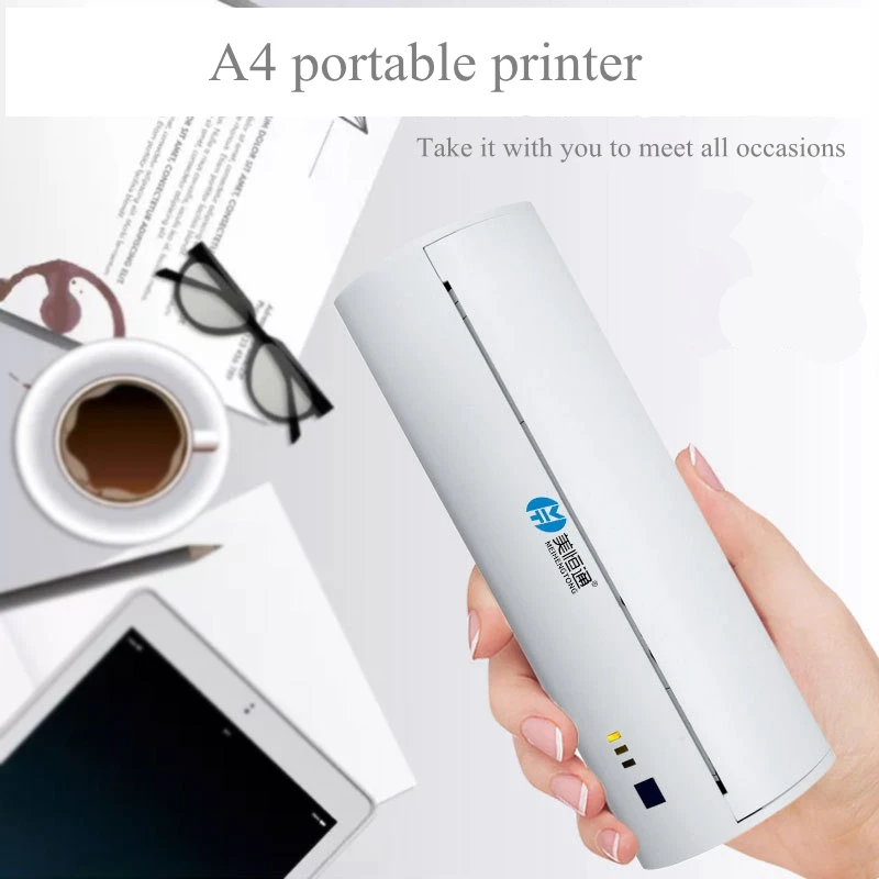 A4 portable printer thermal printer wireless Bluetooth USB battery without ink home office mobile printing iOS Android