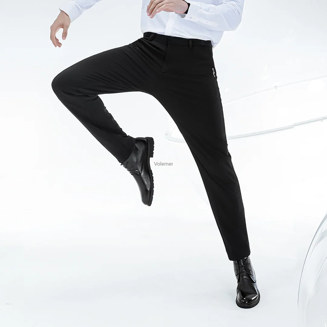 Pantalones casuales de negocios para hombres, Pantalones rectos, elásticos, ajustados, estilo clásico, moda de invierno