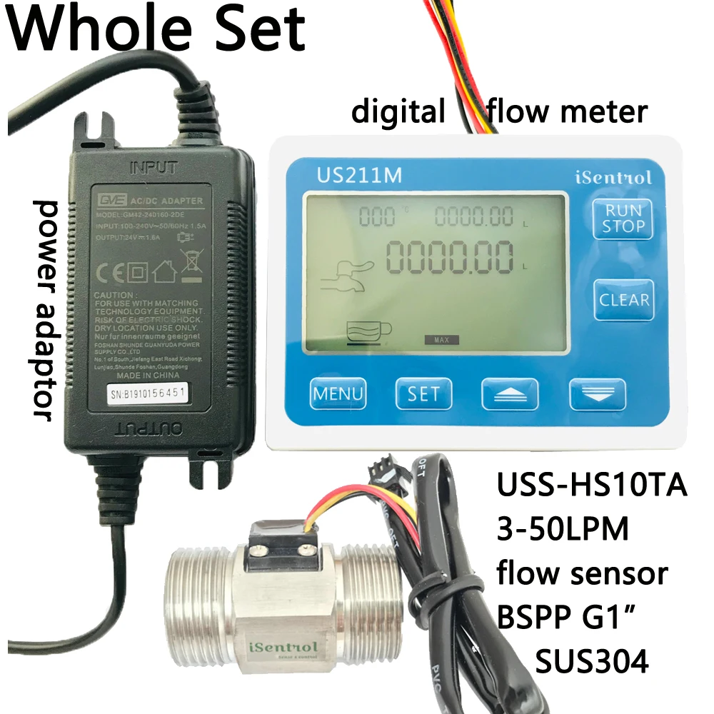 US211M Digital Water Flow Meter with SUS304 Stainless Steel G1\