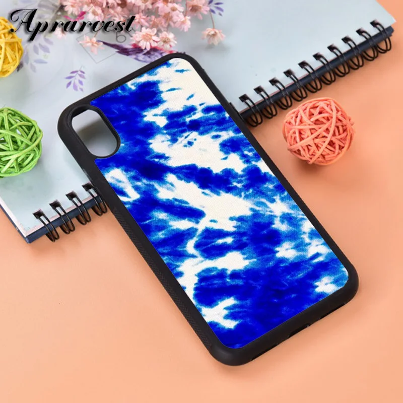 Aprarvest Blue Tie Dye Silicone Rubber Phone Case Cover For iPhone 5 5S SE 6 6S 7 8 PLUS X XS XR MAX 11 PRO