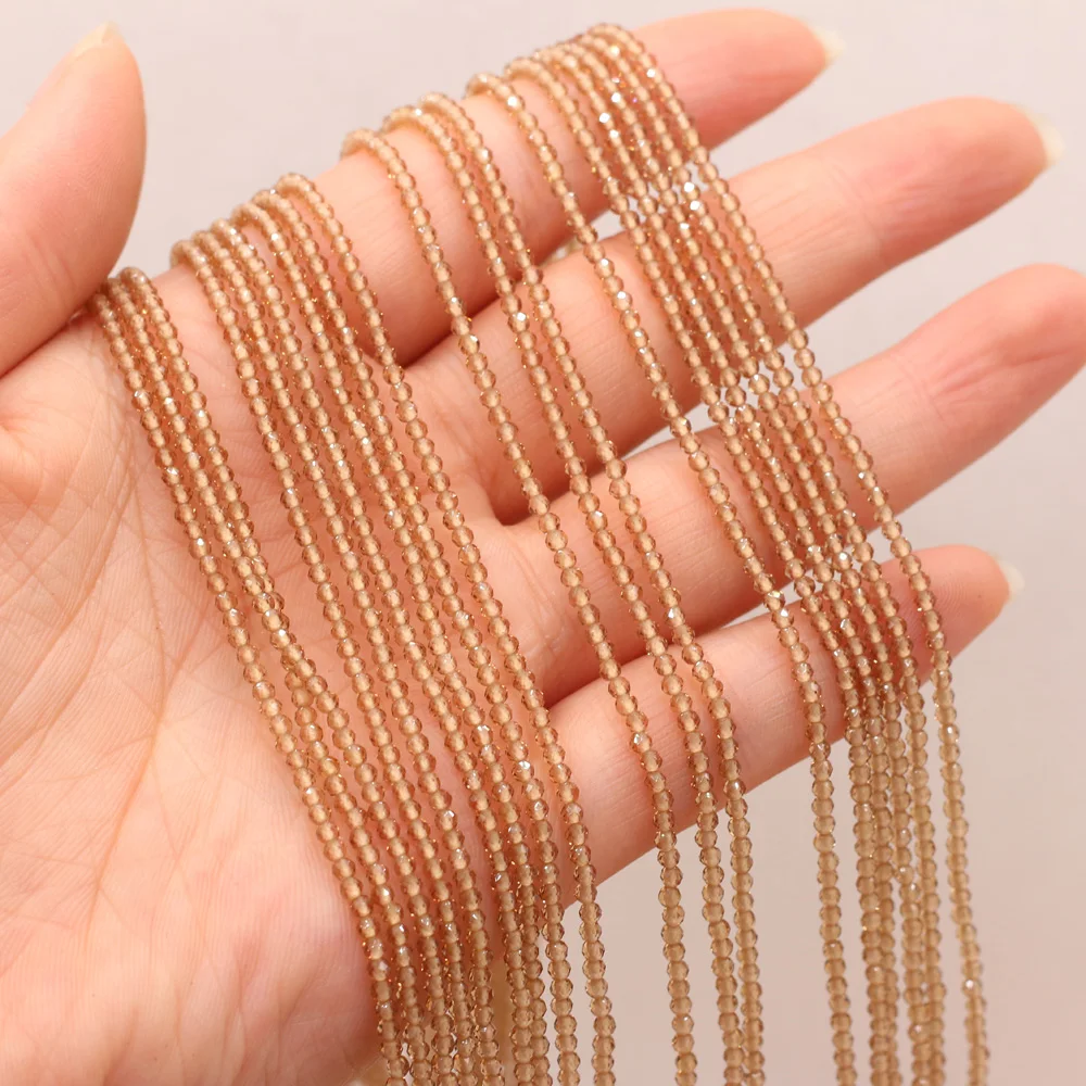 Natural Stone 2mm Small Spinel Beads Light Brown Micro Faceted Scattered Beads for DIY Necklace Bracelet Jewelry Making 38cm