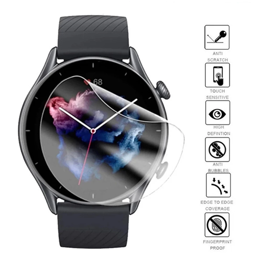 فيلم حماية هيدروجيل ناعم لشاومي ، هوامي أمازفيت GTR3 ، GTR 3 برو ، واقي شاشة شفاف ، 4-12 قطعة