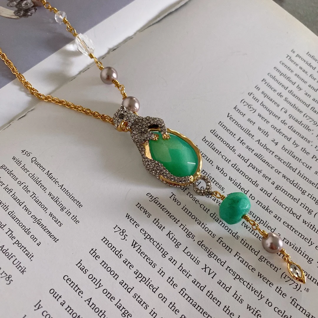 اللؤلؤ مطعمة المرأة بسيطة الرجعية قلادة قلادة مجوهرات الأزياء #5