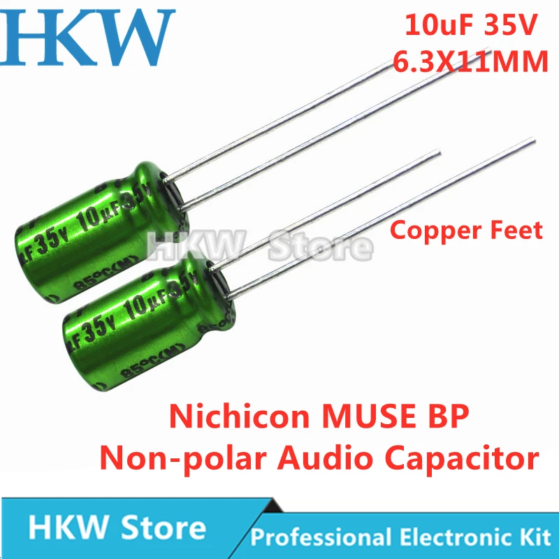 10pcs 10UF 35V 6.3X11mm Nichicon MUSE BP ES Non Polar Nonpolar Bipolar HiFi Audio Capacitor 10UF35V New and Original 6.3*11MM