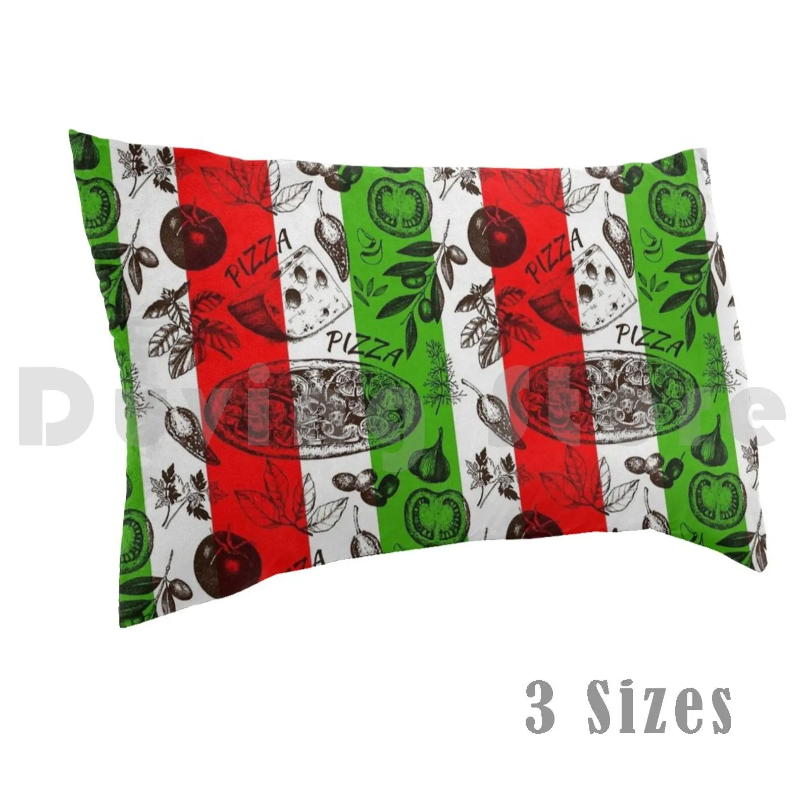 Italian Cucina Pizza Margarita Pizza Tomato Basil Cheese Red White Green Pillow Case 20*30 Inch Cucina Italian