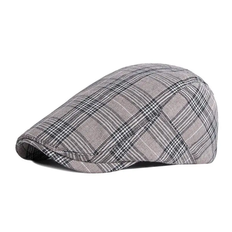 LDSLYJR 2021 Cotton Spring Summer plaid Newsboy Caps Flat Peaked Cap Men and Women Painter Beret Hats 130