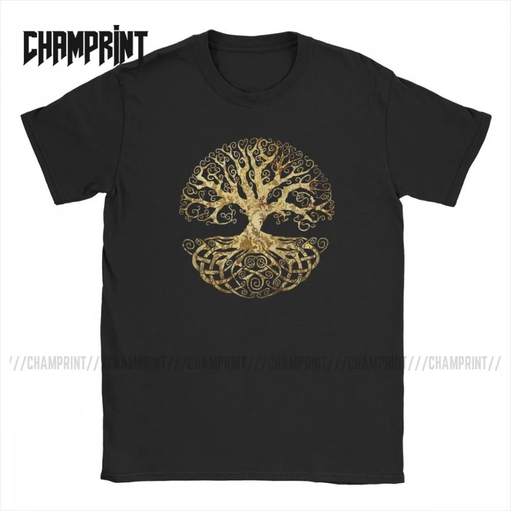 Tree Of Life T-Shirt for Men Forest Nature Budda Symbol Novelty Pure Cotton Tees Round Neck Short Sleeve T Shirts Birthday Gift