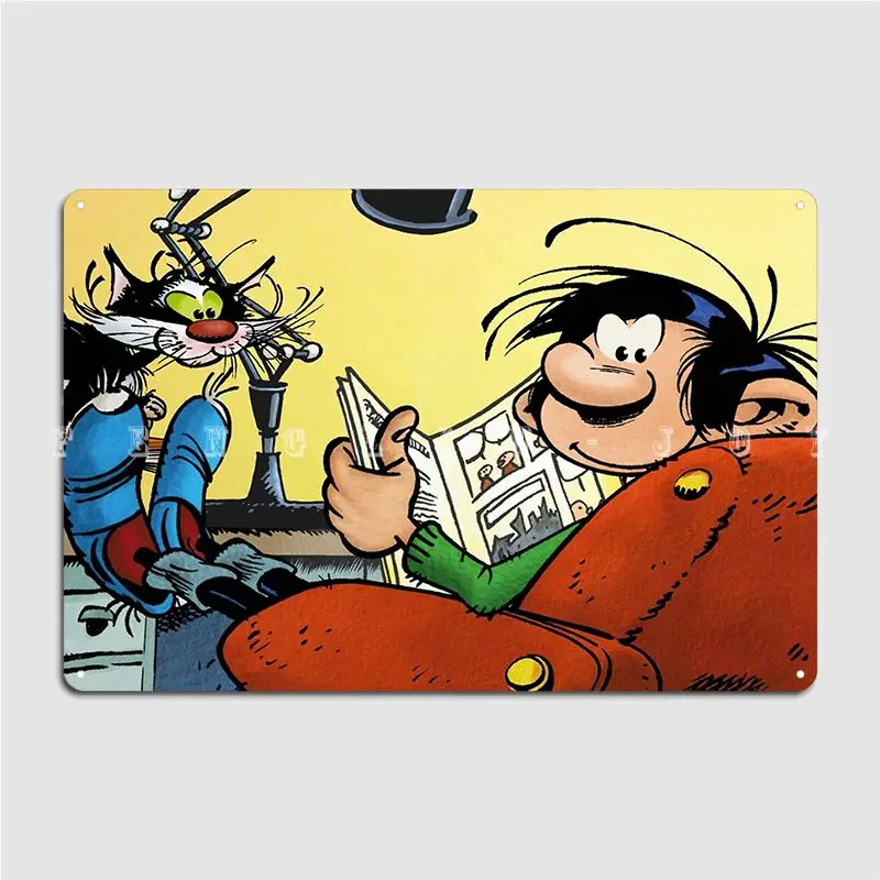 Gaston Lagaffe Guust Flater Metal Sign Wall Mural Garage Decoration Club Bar Vintage Tin Sign Poster