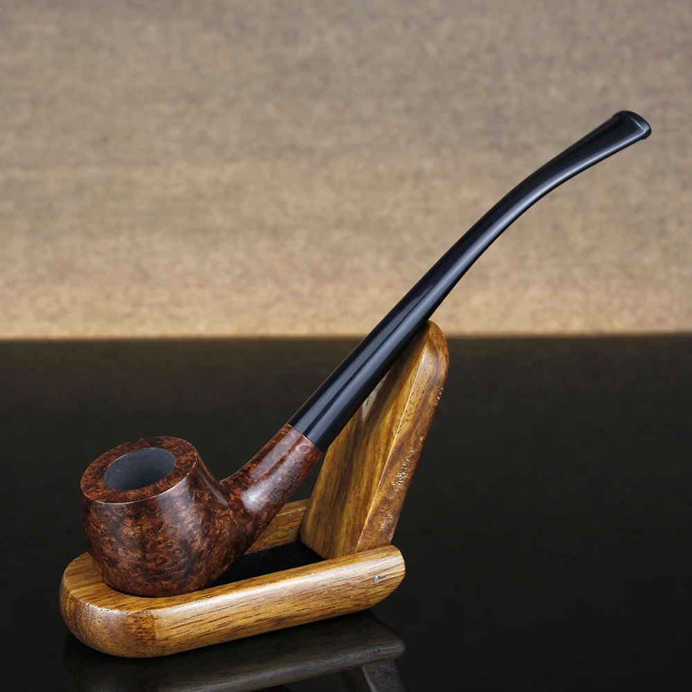 Bruyere Wood 3mm Filter Tobacco Long Handle Reading Pipe Retro Bent Type Handmade Smoking Pipe With Accessory Old Dad's Gift