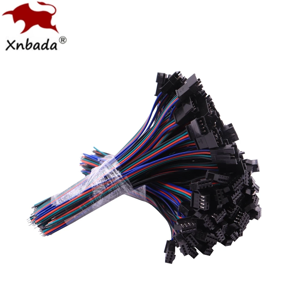 JST LED 커넥터, 암수 커넥터, APA102 WS2813 RGB LED 스트립용, 적색, 녹색, 흑색 및 청색 와이어, 10 쌍, 15cm 4 핀, 22AWG