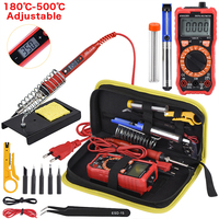 JCD Soldering iron kits with Digital Multimeter Auto Ranging 6000 counts AC/DC 80W 220V Adjustable Temperature welding solder