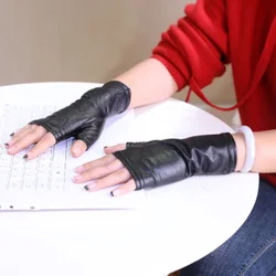 Fashion Female Thin PU Leather Punk Dance Gloves Women Half Finger Non-slip Driving Sexy Fingerless Nightclub Show Gloves S89
