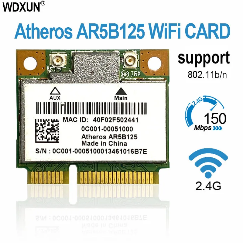 Atheros AR5B125 AR9485 half mini PCIE 2.4G wifi wireless network card 150Mpbs support AMD For DEll ASUS Samsung Acer laptop