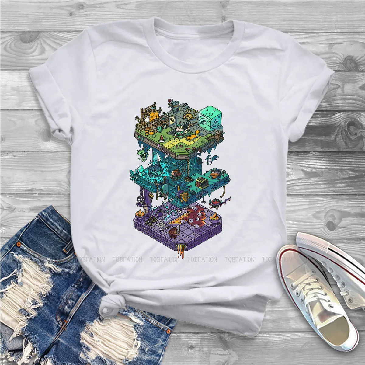 DnD Game Girls T Shirt Isometric Female Tops Graphic Funny Tees Ladies Tshirt