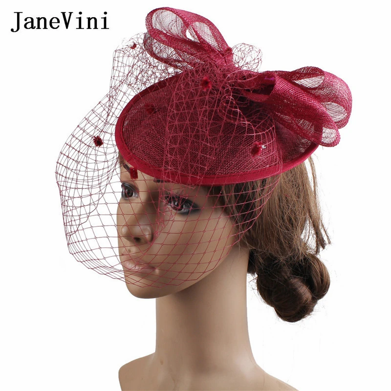 JaneVini – chapeau en dentelle pour femme, nouveau, élégant, pour Cocktail, mariage, fête, fantaisie, nœud noir, couvre-chef, Bonnet, Voile