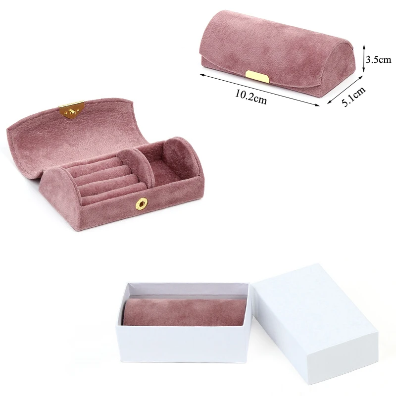 

In Stock Small Jewellery Box Beads Velvet Jewelry Necklaces Ring Earrings Jewelry Storage Box Simple Japanese Travel Portable