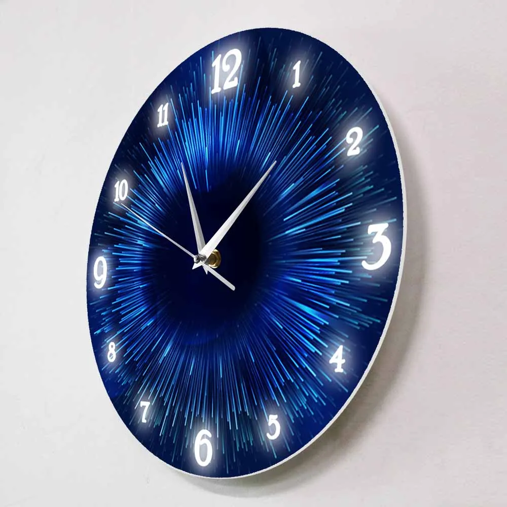 Starburst Futuristic Circle Modern Design Silent Wall Clock For Living Room Hyperspace Abstract Rays Decorative Clock Wall Watch