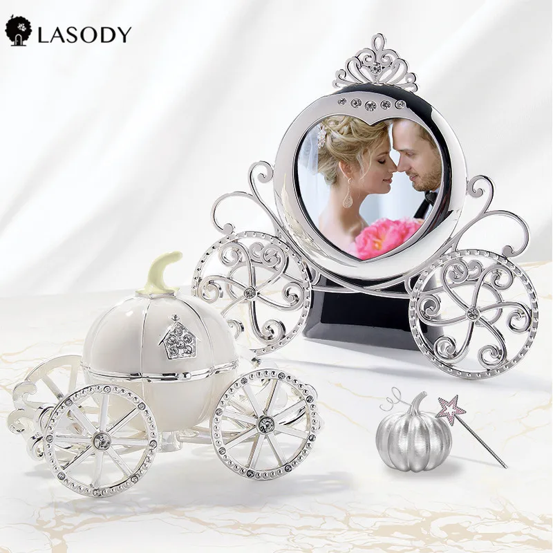 Heart Shaped Pumpkin Carriage  Photo Frame  Cinderella Jewelry Box 2023 Trinket Box Girl Jewelry Box Wedding Gifts