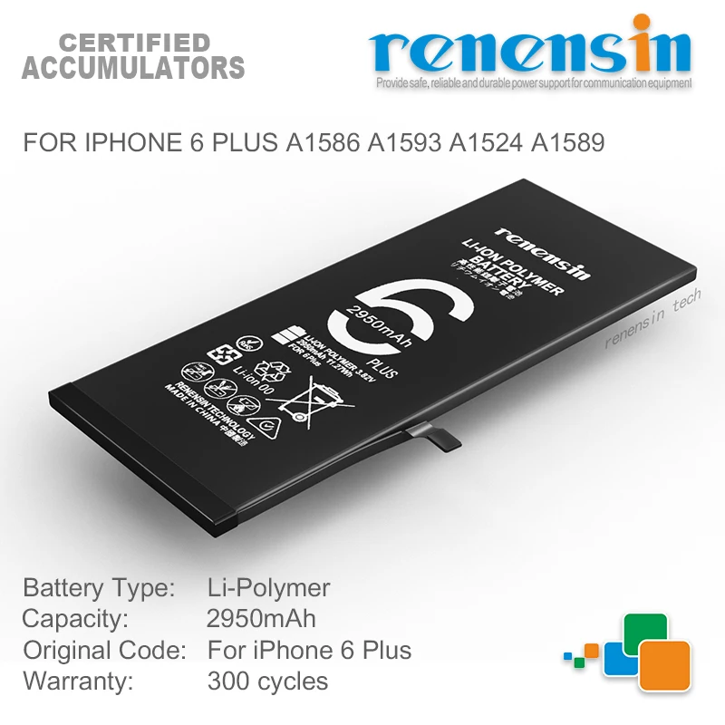 RENENSIN Battery 2950mAh for iPHONE 6 PLUS Replacement Bateria A1522/A1524/A1593/A1589 for apple iphone 6 plus/A1586