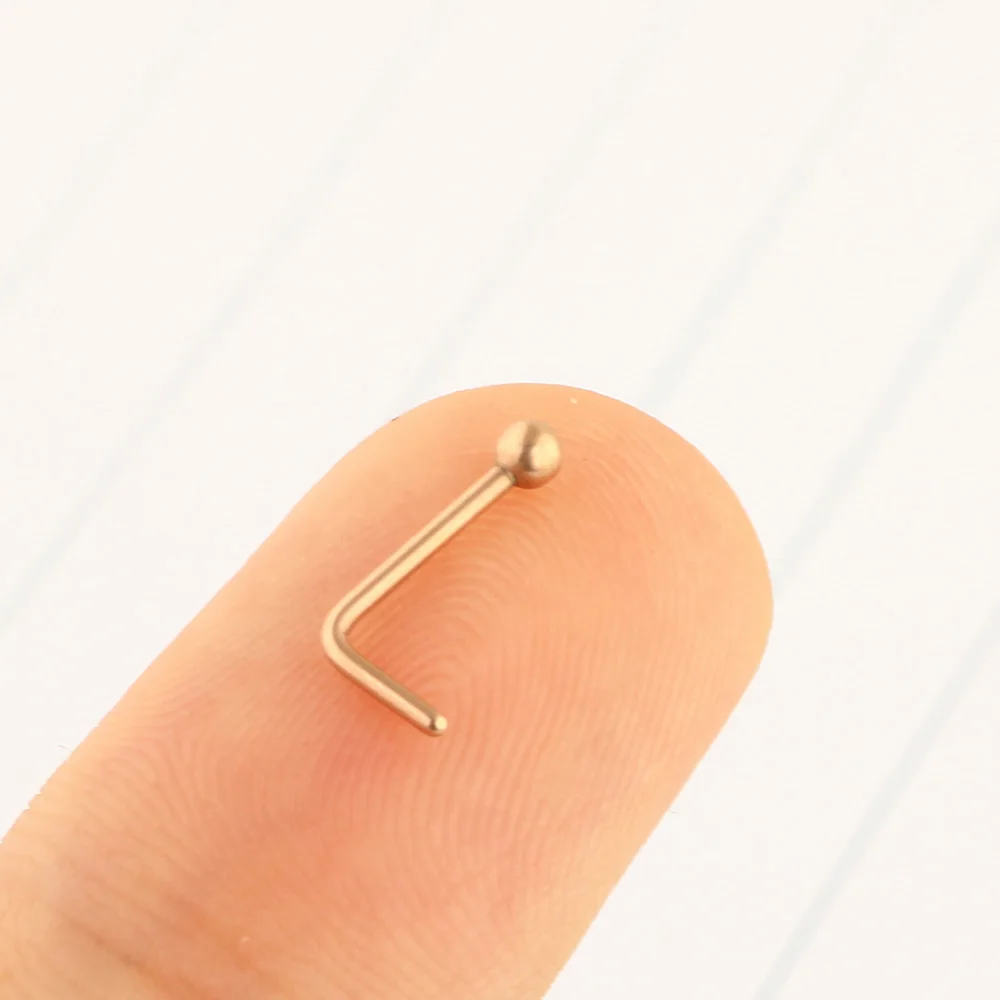 20G Nose Studs Surgical Steel L-Shape Nostril Studs Screws Nose Ring Hoop Body Piercing Silver Heart Nose Stud L Shape