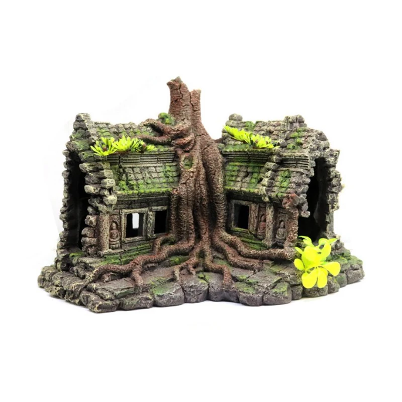 Fish Tank Aquarium Accessories Resin Tree House Wooden House Aquarium Beautification Fish Tank Decoration Crafts Pet Supplies