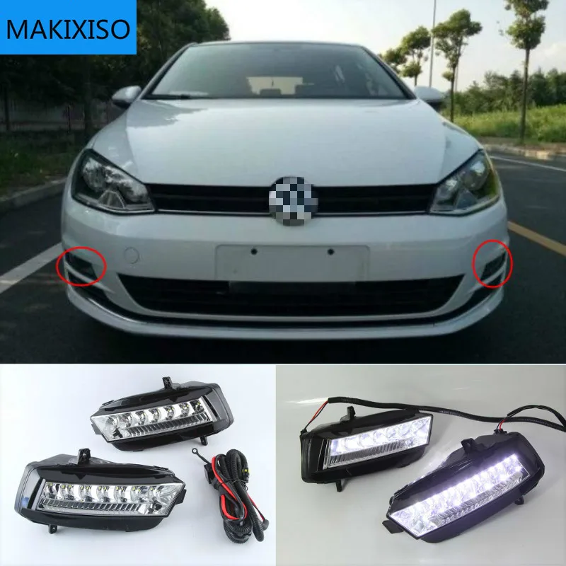 

1 Set LED Daytime Running Light Car Accessories 12V DRL Fog Lamp cover For VW Volkswagen Golf 7 2013 2014 2015 2016