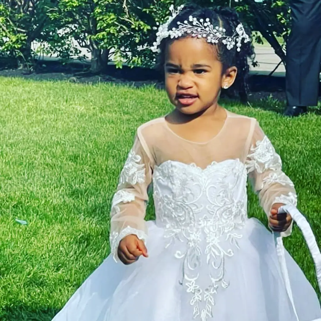 Robe blanche en dentelle à fleurs pour filles, manches longues, robes de fête d'anniversaire pour enfants, robes de concours formelles de bal de mariage, coupe trapèze