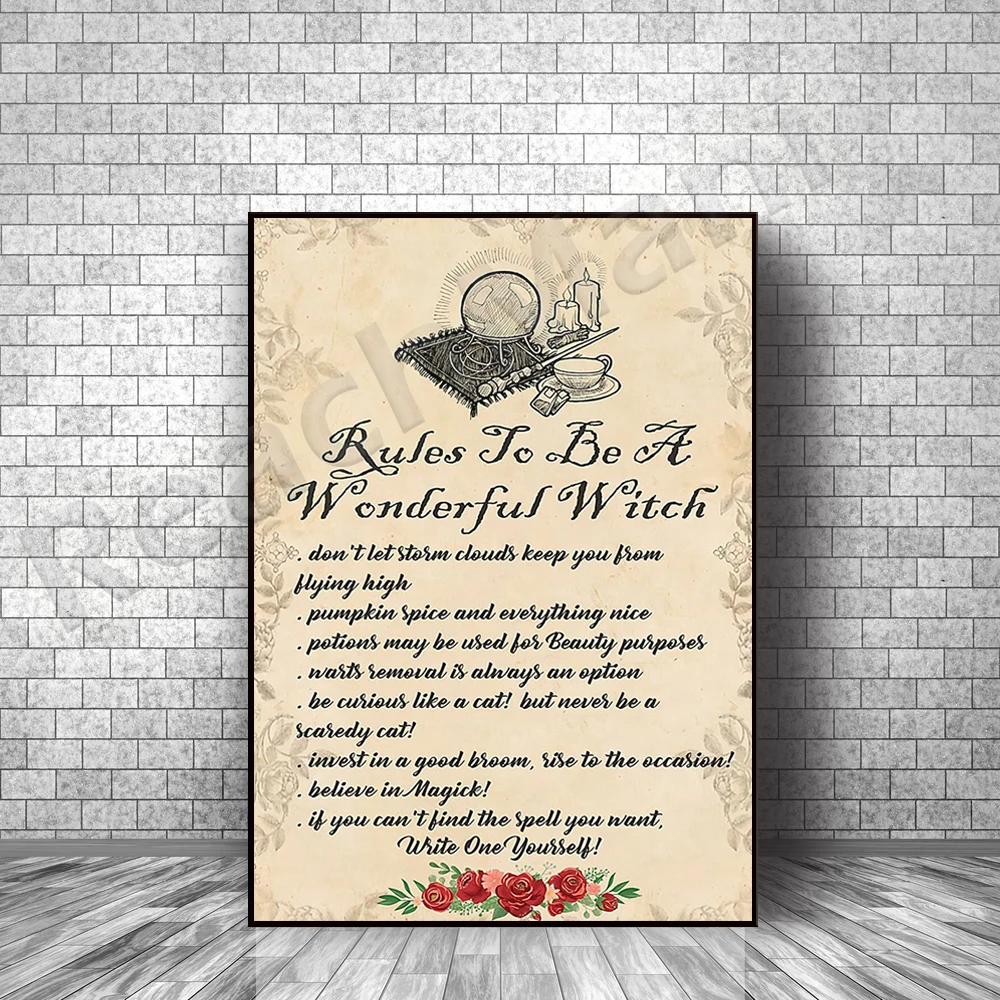 

Rules to be a wonderful witch poster, witch poster, halloween poster, witch wall art decoration halloween gift
