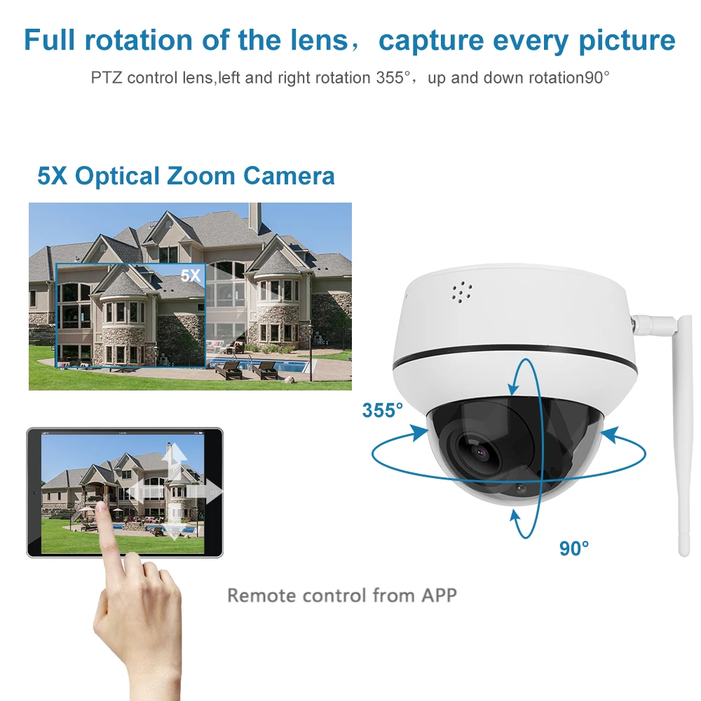 Anpviz 5MP 5X Zoom Secutiry IP POE PTZ Camera Outdoor Two-Way Audio SD Card Slot CCTV Video Surveillance Cam IP66 H.265