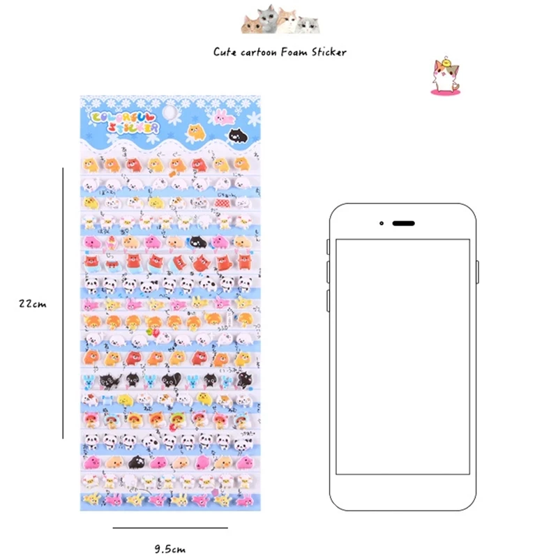 3D Kawaii Decorative Stationery Stickers Scrapbooking DIY Diary Album Stick Label Animal Foam Cat Panda Stickers For Kids