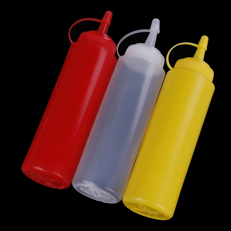 Plastic Condiment  Squeeze Bottle Dispenser 8oz for Sauce Vinegar Oil Ketchup Mayo Mustard Cookling tools Kitchen Accessories