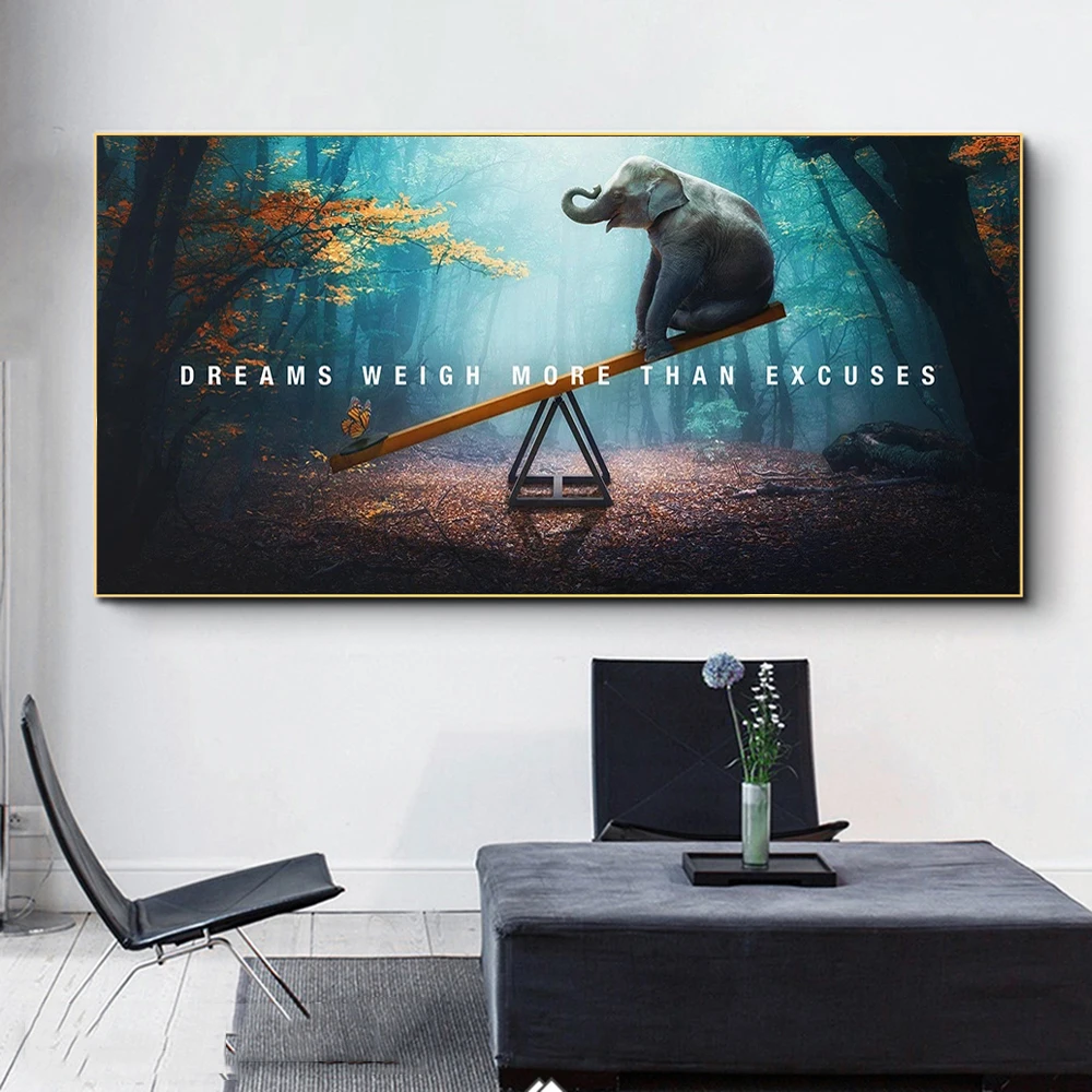 Large Print Painting Wall painting quote poster Dreams Weigh More Than Excuses Wall Art Picture For Living Room paintng No Frame