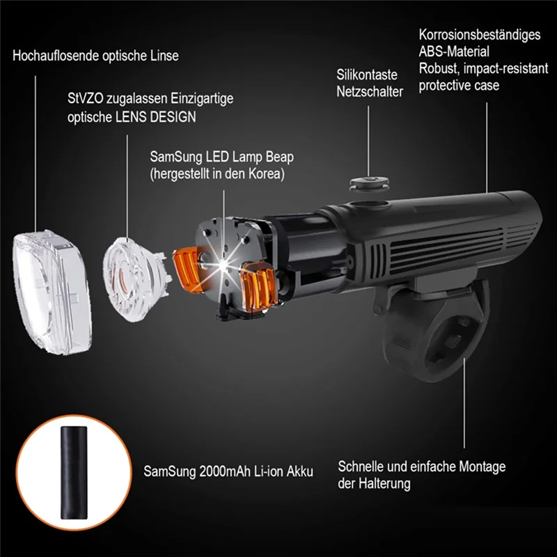 USB Rechargeable Waterproof  LED MTB Bike Front Rear Headlight Bicycle Front Light and Taillight