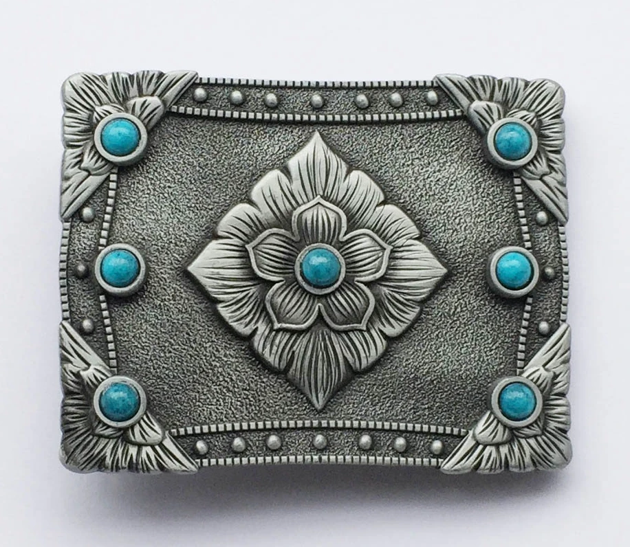 Mens Womens Western Style Turquoise Stone Belt Buckle Cowboy Cowgirl Belt Buckle