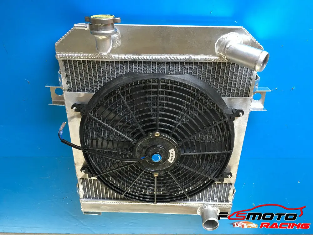 Aluminum Radiator + shroud + fan for JAGUAR MK1/MK2 MK I/II S-TYPE SALOON MT 1955-19681956 1957 1958 59 60 61 62 63 64